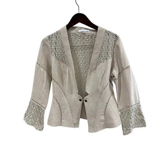Extenzo Paris Beige Lace-Accent Womens Jacket Size 40 - Picture 1 of 12